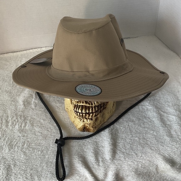 Tan Outdoor Hat with Chin Strap - Picture 1 of 6